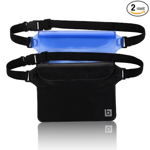 Waterproof Pouch with Waist Strap 2 Pack  Best Way to Keep Your Phone and Valuables Safe and Dry  Perfect for Boating Swimming Snorkeling Kayaking Beach Pool Water Parks  100 Lifetime Guarantee