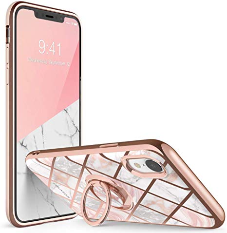 i-Blason Cosmo Snap Case Designed for iPhone XR, Slim with Built-in 360° Rotatable Ring Holder Kickstand Supports Car Mount (2018 Release) (Marble)