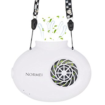 Necklace Fan Normei Battery Operated Mini Protable USB Rechargeable Fan Powered by 2200mAh Battery For Personal Cooling Kids Camping Walking Travel Outdoor with String White