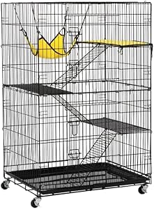 Yaheetech Cage pour Petits Animaux à roulettes Cage pour Chat Cage pour Furets/écureuils/Chinchillas/Rat Domestique avec 2 Portes