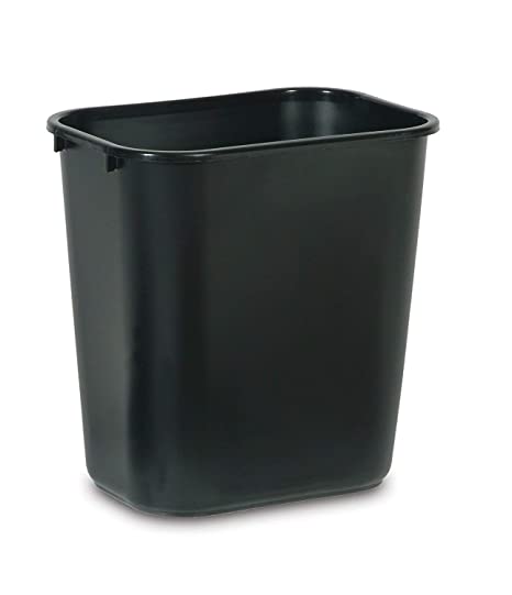 Rubbermaid Commercial Products 2063171 Plastic Resin Deskside Wastebasket, 7 Gallon/28 Quart, Black (Pack of 4)