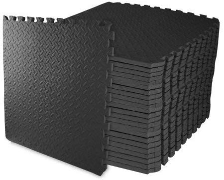 Everyday Essentials 3/4" (Black) Thick Flooring Puzzle Exercise Mat with EVA Foam Interlocking Tiles, 24 Piece, 96 Sq Ft,