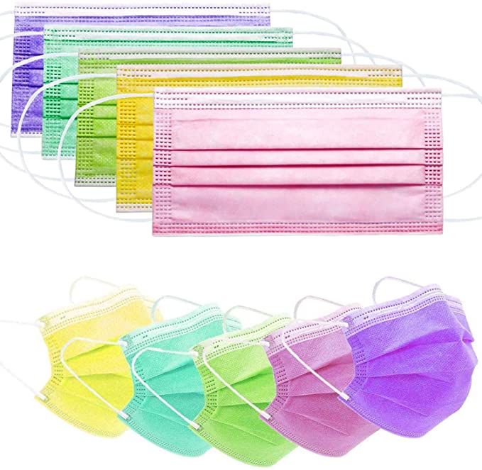 50pcs/Pack Colorful Disposable Face Masks Cover Breathable Dust Mask Stretchable Elastic Ear Loops Masks 50pcs