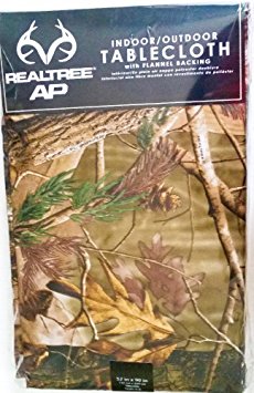 Design Imports Realtree AP PEVA Vinyl Tablecloth Flannel Backed Camouflage Print Indoor Outdoor 52-Inch by 90-Inch