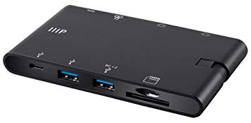 Monoprice USB-C to HDMI 4K@30Hz / VGA / 2-Port USB 3.0 / Gigabit RJ45 / SD Card/USB-C Data Dock Adapter with Folding Type-C Connector - Mobile Series