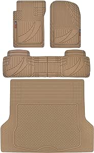 Motor Trend Premium FlexTough™ Advanced Performance Rubber Car Floor Mats with Trunk Mat Cargo Liner, Front & Rear Combo Set fits Most Car SUV Van Coupe Sedan, Heavy Duty All Weather Trim to Fit