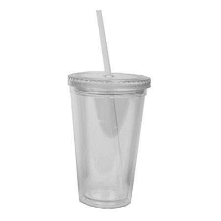 Eco To Go Cold Drink Tumbler - Double Wall -16oz. Capacity - Clear