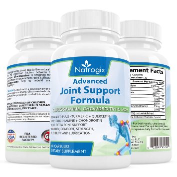 Natrogix 1500mg Glucosamine Joint Support with Rich MSM, Boswellia Extract, Chondroitin Sulfate, Turmeric, Quercetin, Bromelain (High Recommended Joint Supplements)