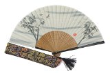 Japanese Silk Handheld Fan with Bamboo and Dragonflies HF204