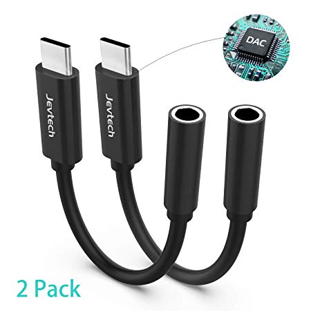 Google Pixel 2 Headphone Adapter USB C to 3.5mm Adapter with Chip/DAC Chipset for Pixel 2/2XL, Pixel 3/ 3XL, IPad Pro 2018 Essential PH-1 and Others USB C Devices 2Pack