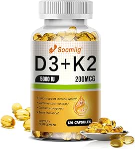 Vitamin D3 5000 iu   K2 (MK-7) 200 mcg   Zinc   Magnesium, 120 Softgels| Supports Calcium Absorption, Bone, Immune, & Heart Health – Easy to Swallow Complex Supplements