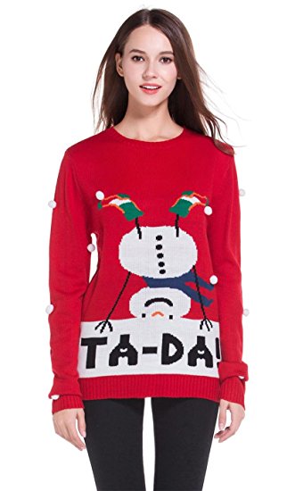 Women's Christmas Cute Reindeer Snowflakes Knitted Sweater Girl Pullover