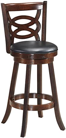 COSTWAY Bar Stools, Counter Height Dining Chair, Fabric Upholstered 360 Degree Swivel, PVC Cushioned Seat, Perfect for Dining and Living Room (Height 29")