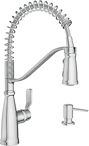 Moen Nolia Chrome One-Handle Pre-Rinse Spring Kitchen Faucet with Pull Down Sprayer, Single Hole Kitchen Sink Faucet with Soap Dispenser, 87886