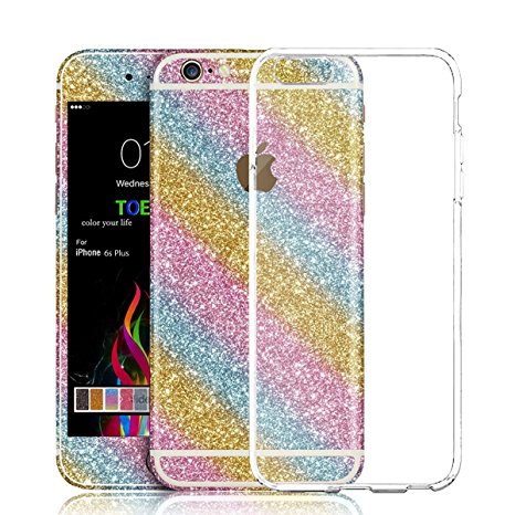 Toeoe Full Body Bling Crystal Diamond Shinning Screen Protector Film Sticker for Iphone 6 Plus/6s Plus (Colorful)