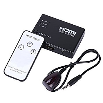 MEALINK 3 Ports 3 In 1 Out 3x1 HDMI Switch/Switcher w/ Remote Control &IR cable Support 3D 1080P for Blue-Ray DVD/PVR/Media Box/PS4/PS3/Xbox
