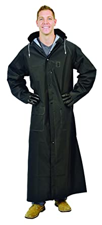 Galeton 12560-XXL-BK Repel Rainwear 0.35 mm PVC 60" Raincoat for More Coverage, 2XL, Black