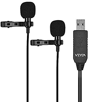 VEYDA VD-LU2 Dual-Head USB Lavalier Lapel Clip-on Omnidirectional Condenser Microphone