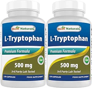 Best Naturals L-Tryptophan 500 mg 120 Capsules (120 Count (Pack of 2))