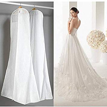 Saver Large Dustproof Cover Storage Bag Wedding Dress Bag Prom Ball Gown Garment Clothes Protector (White)