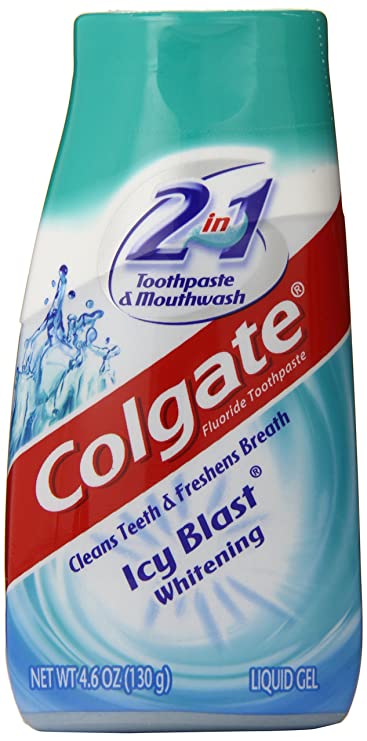 Colgate 2-in-1 Whitening Toothpaste Gel and Mouthwash, Icy Blast - 4.6 ounce