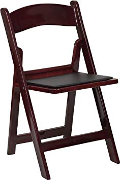 Flash Furniture HERCULES Series 1000 lb. Capacity Red Mahogany Resin Folding Chair with Black Vinyl Padded Seat