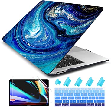 Dongke MacBook Air 13 Inch Case 2020 2019 2018 Release Model: A2179/A1932, Frosted Rubberized Matte Hard Shell Cover for MacBook Air 13" with Retina Display & Touch ID (Abstract Ocean X146)