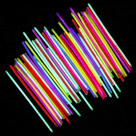Neon Light Up Glow Sticks Bright Glo Lite Stix 8'' Bracelet Necklace Favors 100 Pcs Pack
