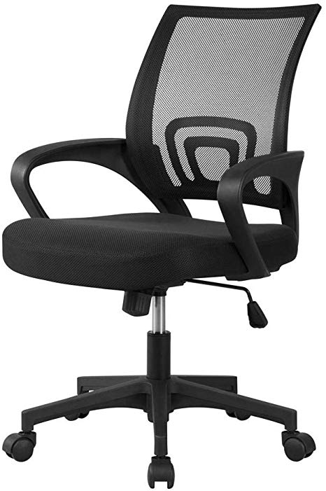 Yaheetech Office Chair Ergonomic Desk Chair Mid-Back Big Computer Chair Mesh Swivel Chair with Lumbar Support