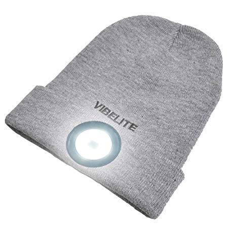 Rechargeable LED Light Winter Hat,Knitted Warm Cap, Comfortable Light up Beanie, One Size Grey