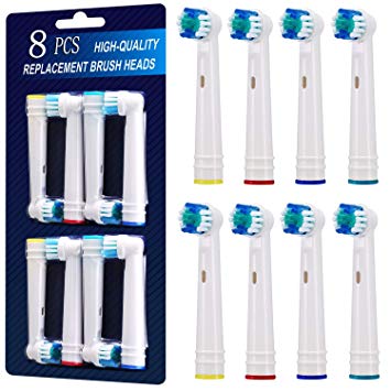 Replacement Brush Heads Compatible With Oral B Braun Electric Toothbrush- 8 Pack of Precision Clean Oralb Heads Fits Oral-b Pro 1000 1500 3000 5000 6000 8000 9000 Vitality, Triumph & More