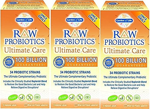 Raw Probiotics Ultimate Care-100 Billion Garden of Life 30 VCaps (30 x 3 )