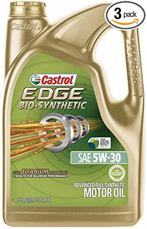 Castrol 03555 EDGE Bio-Synthetic 5W-30 Advanced Full Synthetic Motor Oil, 5 quart, 3 Pack