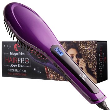 Hair Straightener By Magnifeko-high Quality Styling Accessory with Anti Static Ceramic Hair-extra Safe with Controlled Temperature-smoothing Brush Purple