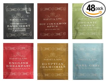 Harney & Sons Variety Pack ,48 Tea Bags (8 English Breakfast, 8 Green Citrus Ginkgo, 8 Decaff Earl Grey,8 Cinnamon Spice, 8 Earl Grey, 8 Egyptian Chamomile)