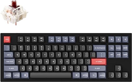 Keychron Q3 TKL 75% Custom Mechanical Keyboard, Wired RGB Backlight QMK/VIA Programmable Macro, Hot Swappable Gateron G Pro Brown Switch for Mac Windows Linux (Carbon Black)