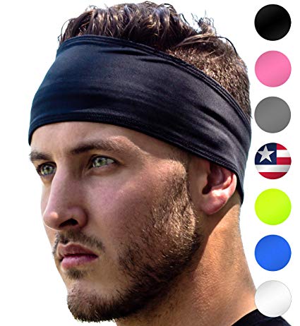 Sports Headbands: UNISEX Design With Inner Grip Strip to Keep Headband Securely in Place | Fits ALL HEAD SIZES | Sweat Wicking Fabric to Keep your Head Dry & Cool. Fits Under Helmets too