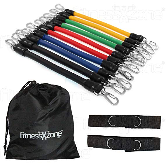 fitnessXzone Leg Resistance Bands Set - 13 Pieces with Carry Bag