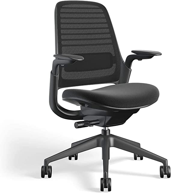 Steelcase Series 1 Office Chair, Carpet, 3D Microknit Licorice/Cogent Connect Licorice