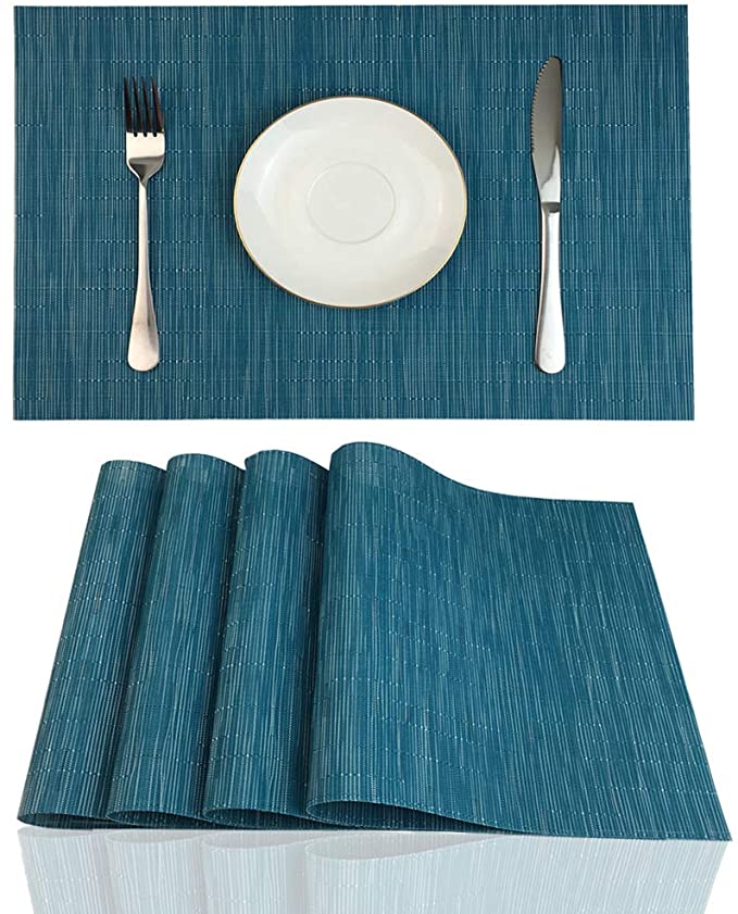 Red-A Placemats for Dining Table Heat-Resistant Washable Place Mats Easy to Clean (Set of 4, Blue)