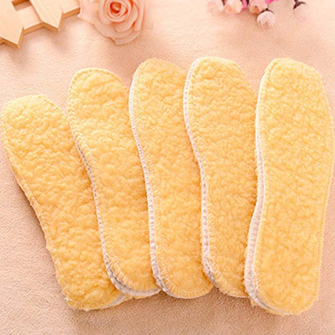 Spritech(TM) Soft Winter Warm Thickening Yellow Imitation Wool Insole for Women and Men