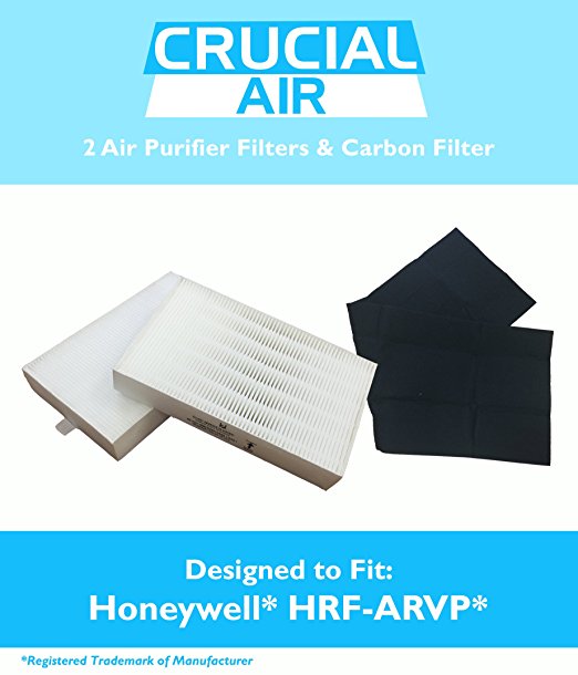 2 Honeywell 'R' Air Purifier Filter & 1 'A' Carbon Filter Kit Fits HPA090 series, HPA100 series & HPA300 series, Compare to Part # HRF-ARVP, Designed & Engineered by Crucial Air