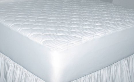 Newpoint Home Deluxe 250-Thread-Count Cotton Damask Stripe Queen Mattress Pad