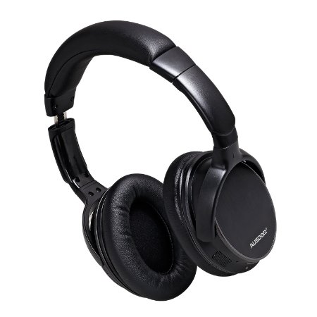 Ausdom Lightweight Stereo Wired Wireless Bluetooth 4.0 EDR Over Ear Audiophile Headphones, Deep Bass with Built-in Microphone Headset for PC Mac Smartphones Computers Men Kids Girls (Black)