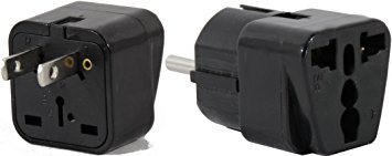 PERU Travel Adapter Plug for USA/Universal to South America Type A & E (C/F) AC Power Plugs Pack of 2