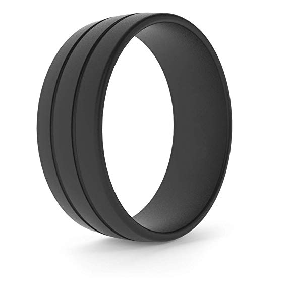 CHSTAR Silicone Wedding Rings for Men - Premium Fashion Forward Men Silicone Rubber Wedding Bands, Size 8 9 10 11 12 13, Hypoallergenic Medical Grade Silicone Ring for Men - Classic Style.