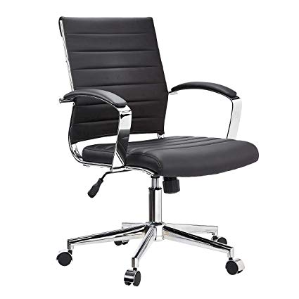 JC Home BT-20569 Mid Back Executive Office Chair, Black Vinyl