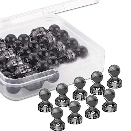 Yalis 24pcs/ 12pairs Obsidian Black Acrylic Refrigerator Magnets, Creative Office Supplies Magnetic Map Push Pins (Black)