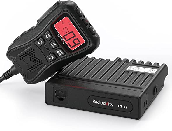 Radioddity CS-47 Small CB Radio, AM/FM, 40-Channel, One Hander Microhone Built-in Speaker, Large 7-Color Backlit LCD Display, VOX, RF Gain Long-Range for Offroad, Trucker, Backcountry