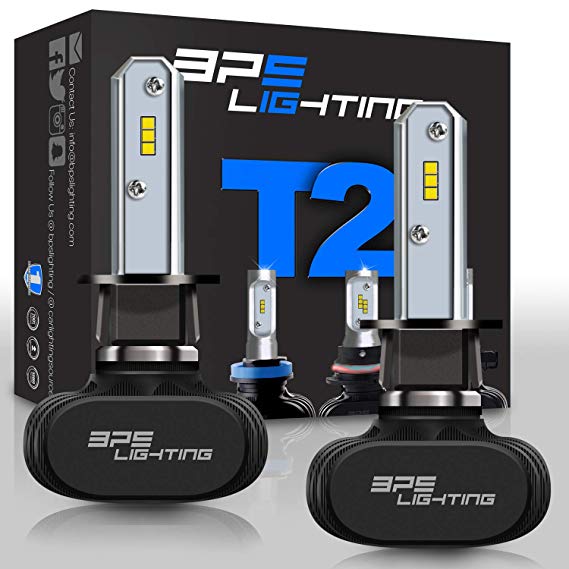 FREE PAIR T10/194 BPS Lighting T2 LED Headlight Bulbs Conversion Kit - H1 50W 8000 Lumen 6000K 6500K - Cool White - Super Bright - Car and Truck - Low or High Beam - All-in One - Plug and Play